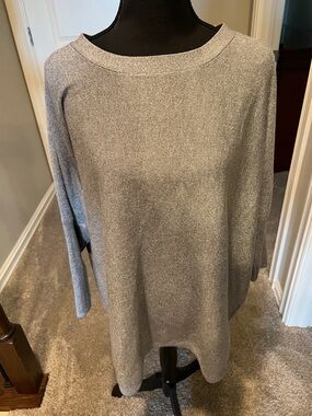 Cable & Gauge Metallic Silver Boatneck Tunic Glittery